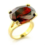 8X102 - Gold Brass Ring with AAA Grade CZ  in Garnet-0