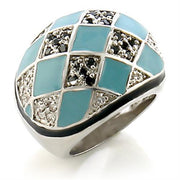 8X159 - Rhodium Brass Ring with AAA Grade CZ  in Jet-0