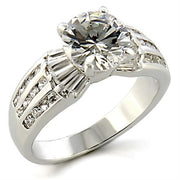 96313 - Rhodium Brass Ring with AAA Grade CZ  in Clear-0
