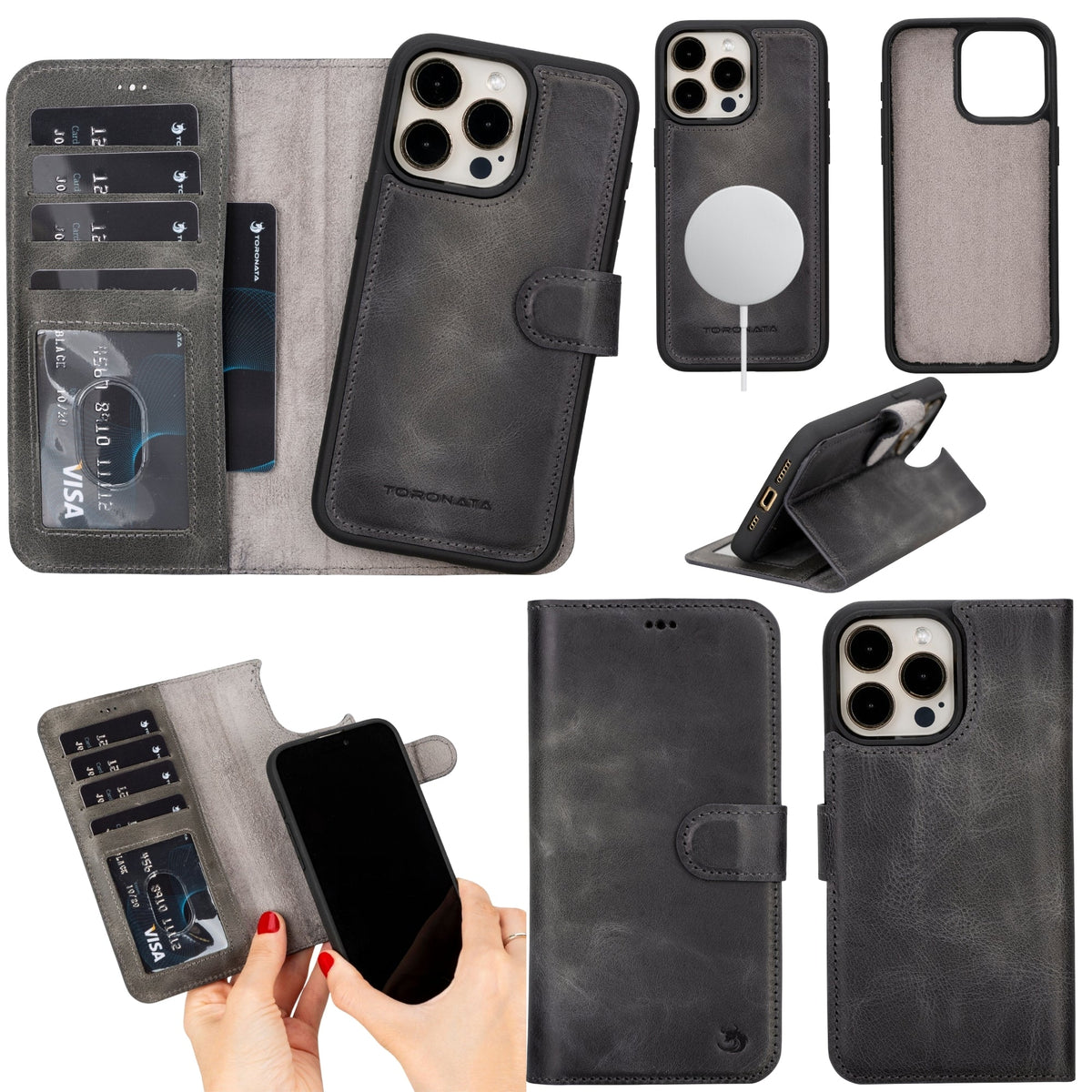 Casper Leather iPhone 15 Pro Wallet Case | Detachable MagSafe Compatible RFID Protection-8