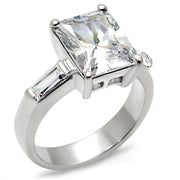 9D432 - High-Polished 925 Sterling Silver Ring with AAA Grade CZ  in Clear-0