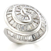 9W019 - Rhodium Brass Ring with AAA Grade CZ  in Clear-0