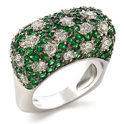 9W021 - Rhodium + Ruthenium Brass Ring with AAA Grade CZ  in Clear-0