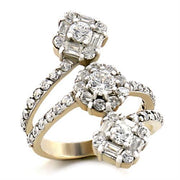 9W073 - Gold+Rhodium Brass Ring with AAA Grade CZ  in Clear-0