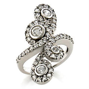 9W097 - Rhodium Brass Ring with AAA Grade CZ  in Clear-0