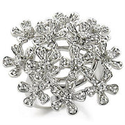 9W143 - Rhodium Brass Ring with AAA Grade CZ  in Clear-0