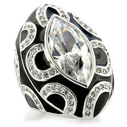 9W160 - Rhodium Brass Ring with AAA Grade CZ  in Clear-0
