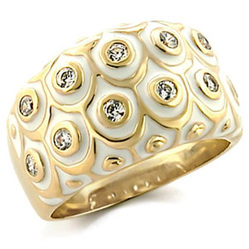 9W164 - Gold Brass Ring with AAA Grade CZ  in Clear-0