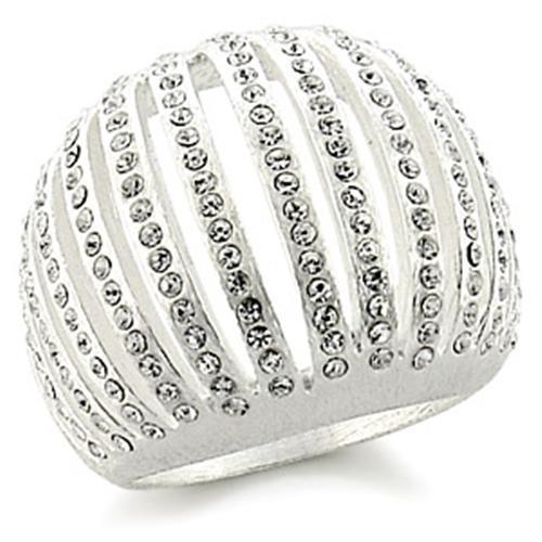 9W175 - Silver Brass Ring with Top Grade Crystal  in Clear-0