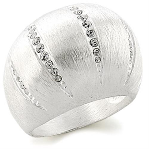 9W177 - Silver Brass Ring with Top Grade Crystal  in Clear-0