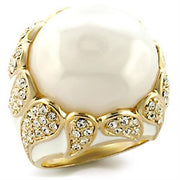 9W183 - Gold Brass Ring with Milky CZ  in White-0