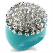 9W198 - Rhodium Brass Ring with Top Grade Crystal  in Clear-0