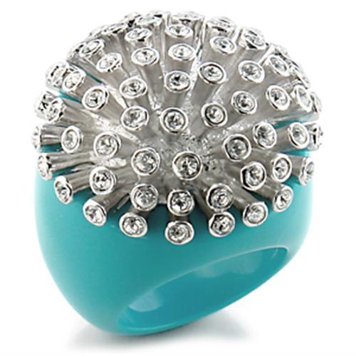 9W198 - Rhodium Brass Ring with Top Grade Crystal  in Clear-0