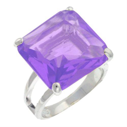 9X030 - High-Polished 925 Sterling Silver Ring with AAA Grade CZ  in Amethyst-0