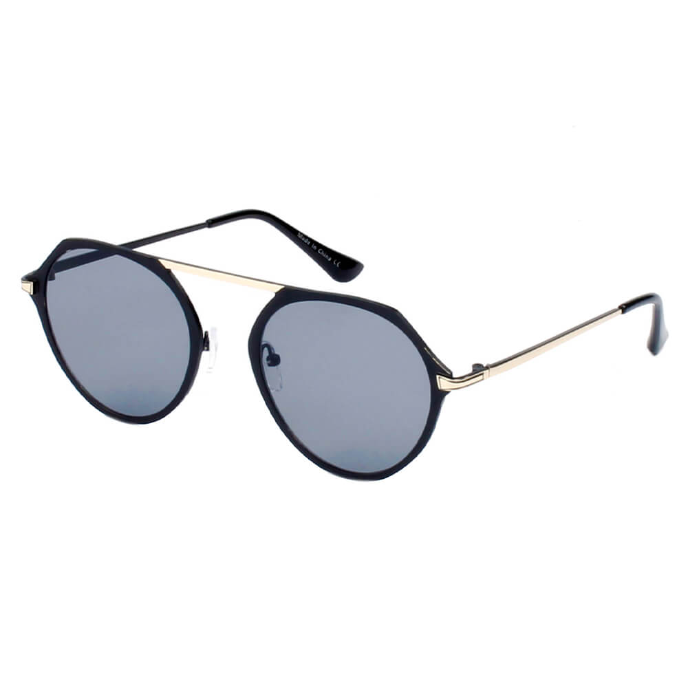 DRESDEN | Modern Flat Top Slender Round Sunglasses-4