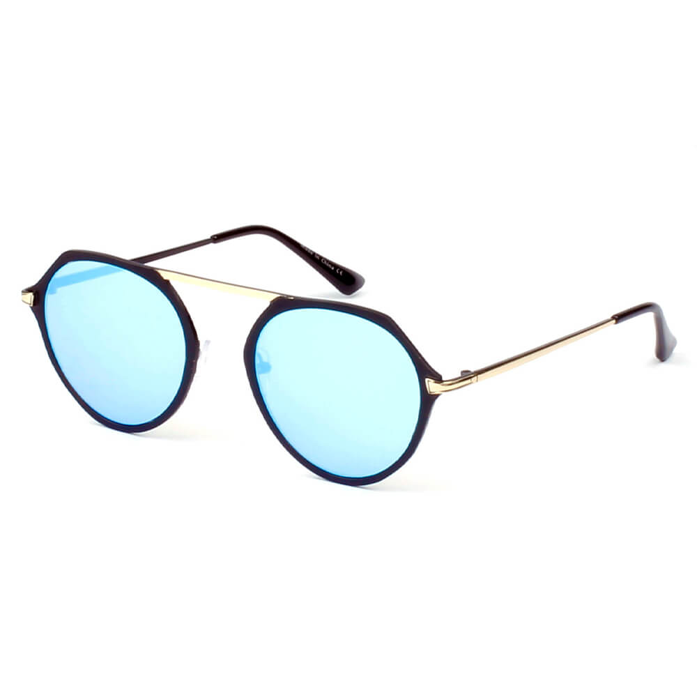 DRESDEN | Modern Flat Top Slender Round Sunglasses-5