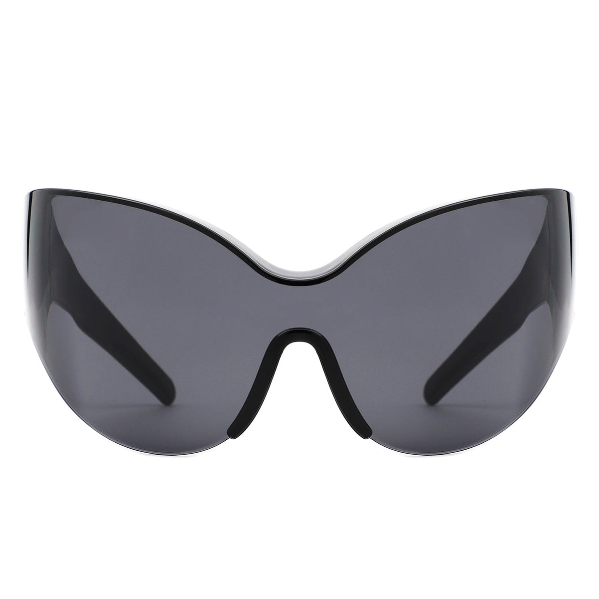 Quirk - Futuristic Oversized Shield Wrap Around Tinted Sunglasses-1
