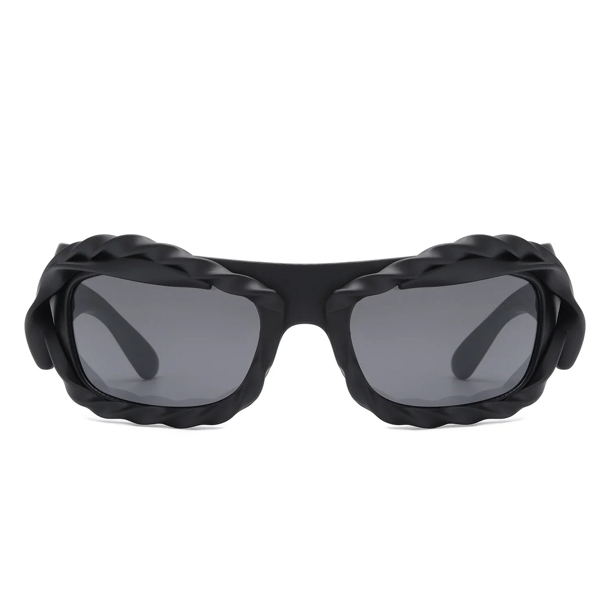 Riff - Rectangle Irregular Twisted Thick Frame Futuristic Sunglasses-1