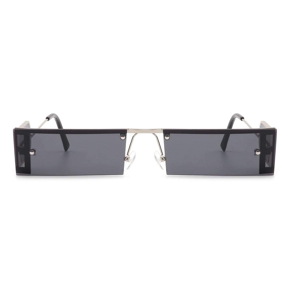 Loro - Rectangle Retro Narrow Slim Flat Top Tinted Sunglasses-1