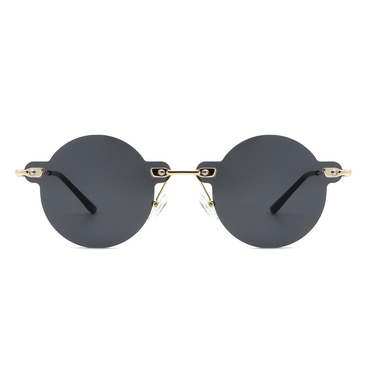 Crescent - Circle Retro Round Rimless Fashion Tinted Vintage Sunglasses-3