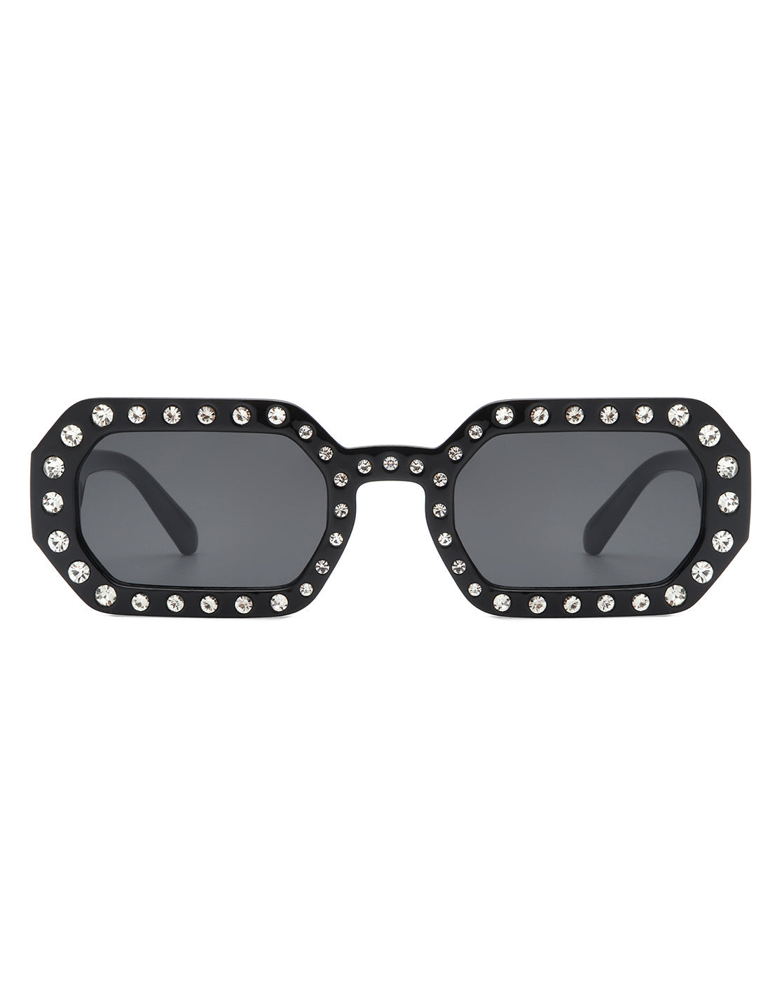 Whisp - Square Retro Rhinestone Tinted Geometric Fashion Sunglasses-1