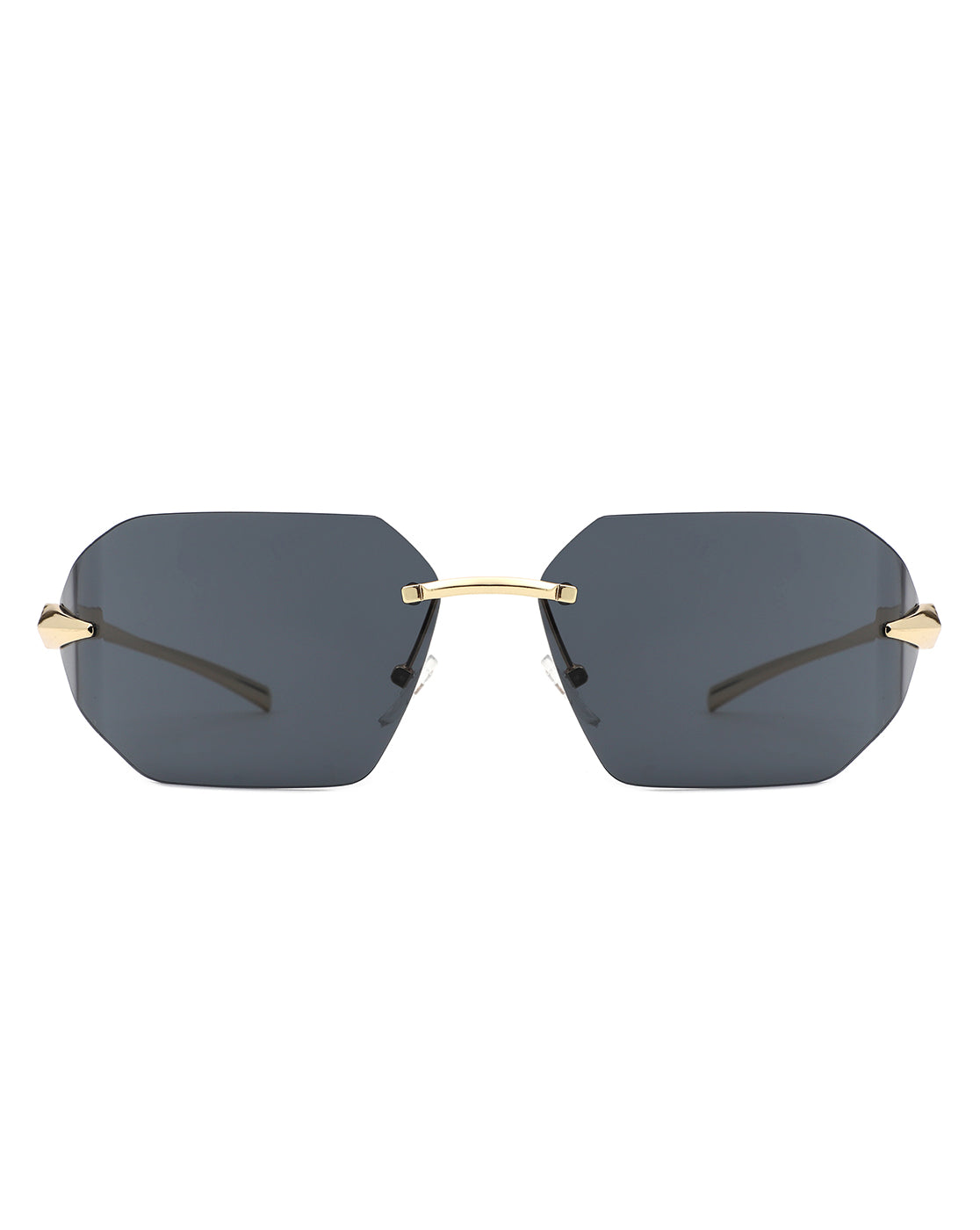Iaclington - Rimless Wrap Around Square Frame Sunglasses-1