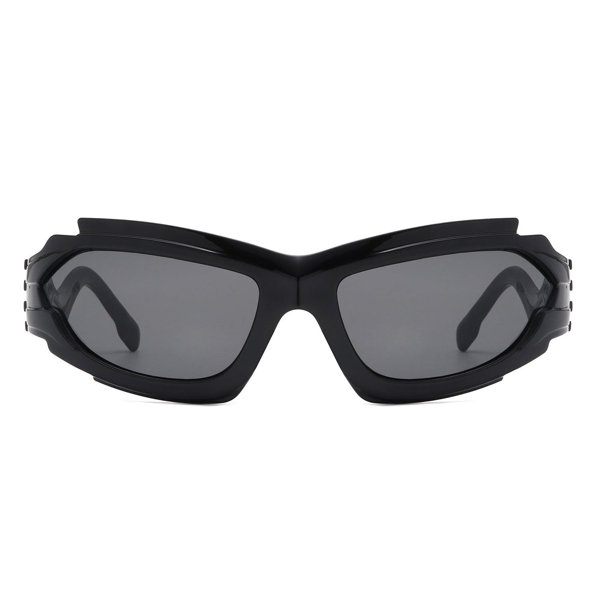 Fliyque - Geometric Rectangle Futuristic Wrap Around Sunglasses-3