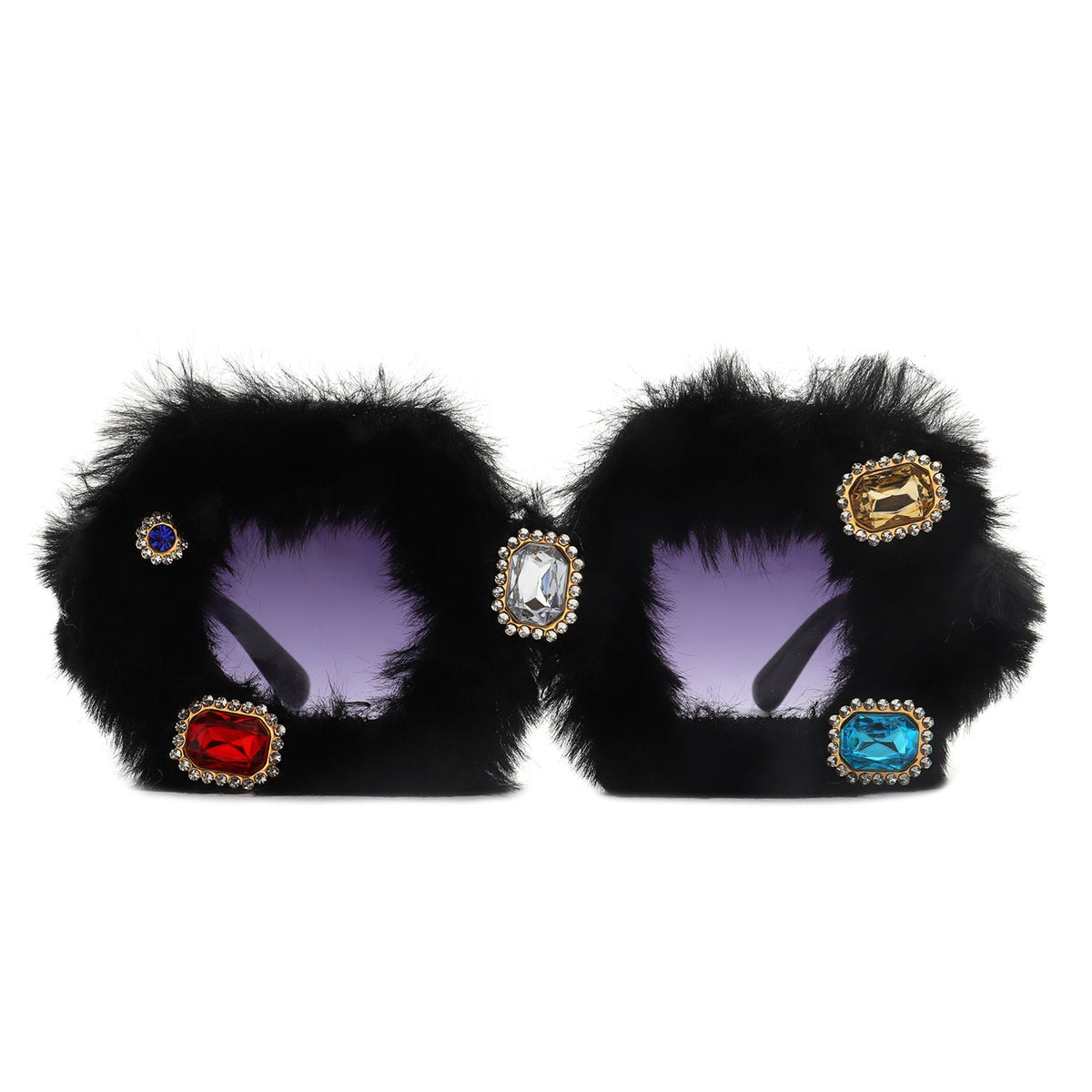 Oswil - Oversized Luxury Party Fur Square Women's Sunglasses-1