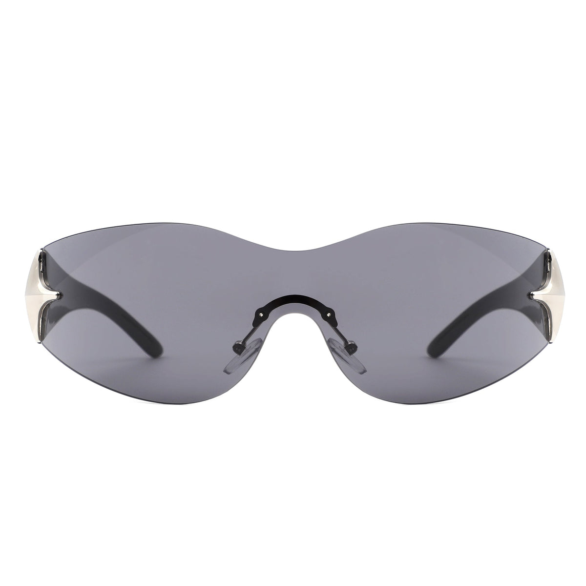 Spark - Sleek Rimless Double Star Fashion Shield Sunglasses-1
