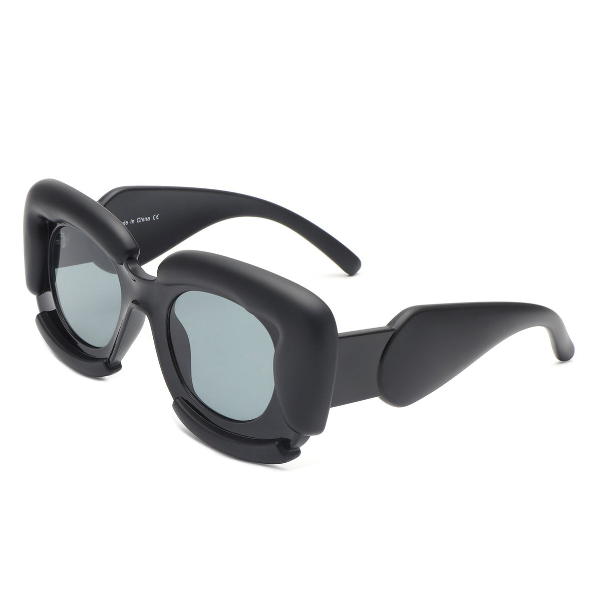 Twirl - Square Geometric Irregular Chunky Fashion Futuristic Sunglasses-2