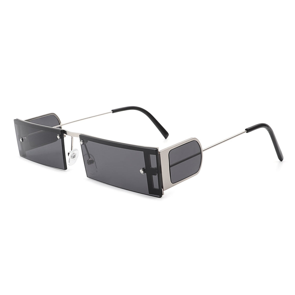 Loro - Rectangle Retro Narrow Slim Flat Top Tinted Sunglasses-0