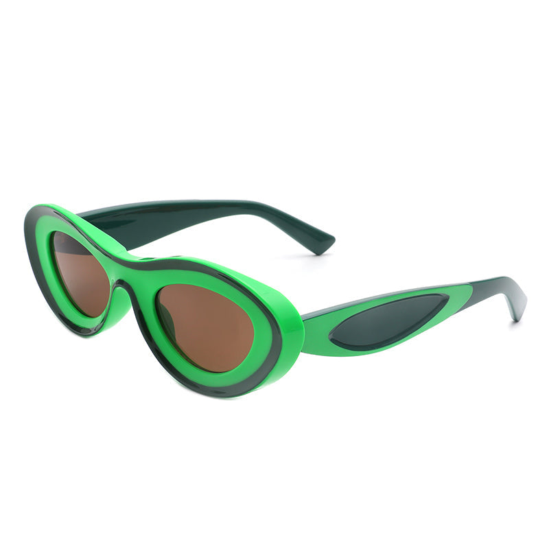 Alba - Oval Retro Round Tinted Fashion Sunglasses-0