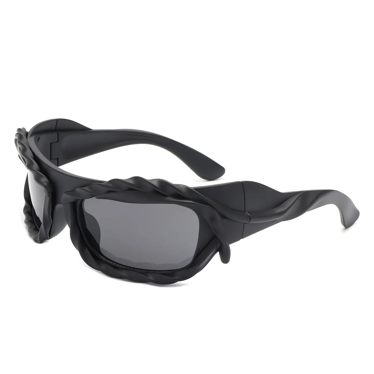 Riff - Rectangle Irregular Twisted Thick Frame Futuristic Sunglasses-2