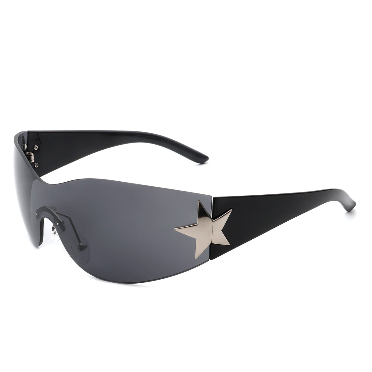 Myrith - Women Rectangle Rimless Wraparound Fashion Oversize Sunglasses-2