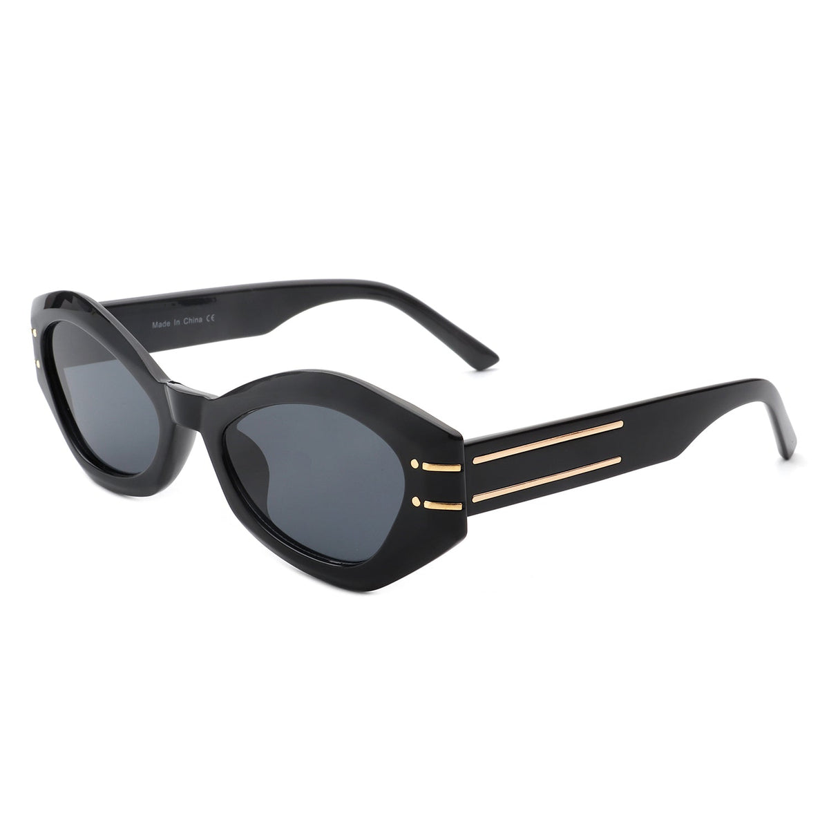 Elysiant - Geometric Oval Slim Fashion Round Cat Eye Sunglasses-2