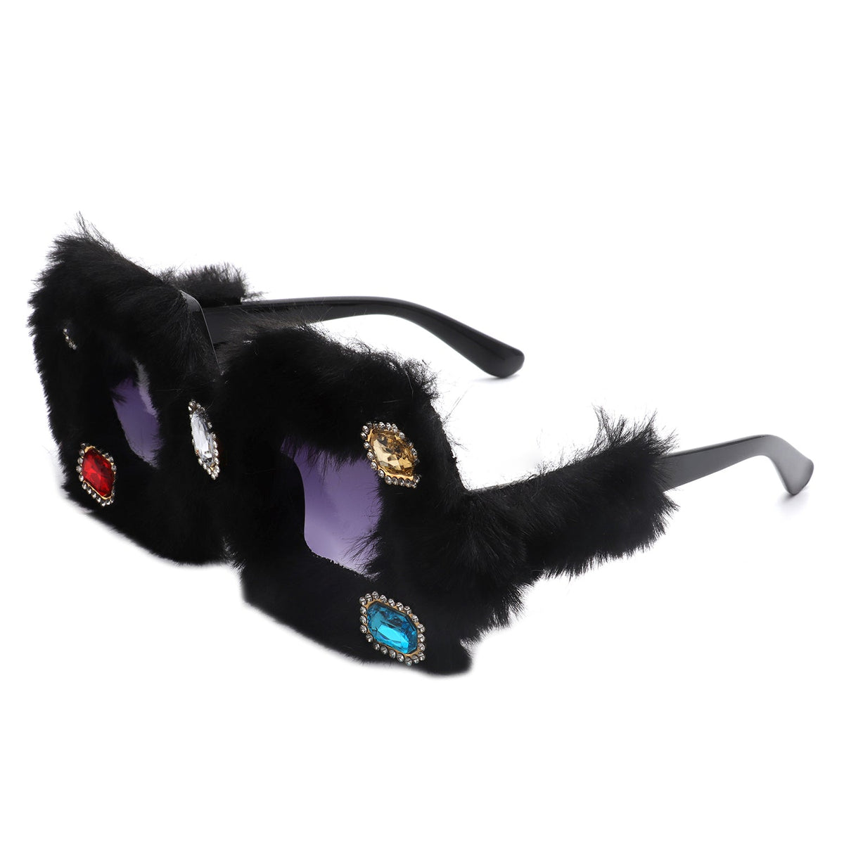 Oswil - Oversized Luxury Party Fur Square Women's Sunglasses-0