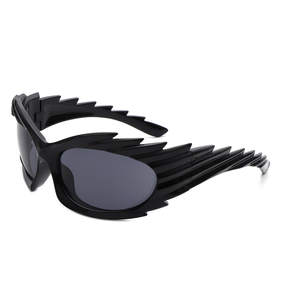 Nightgle - Rectangle Wrap Around Oval Spike Sport Sunglasses-4