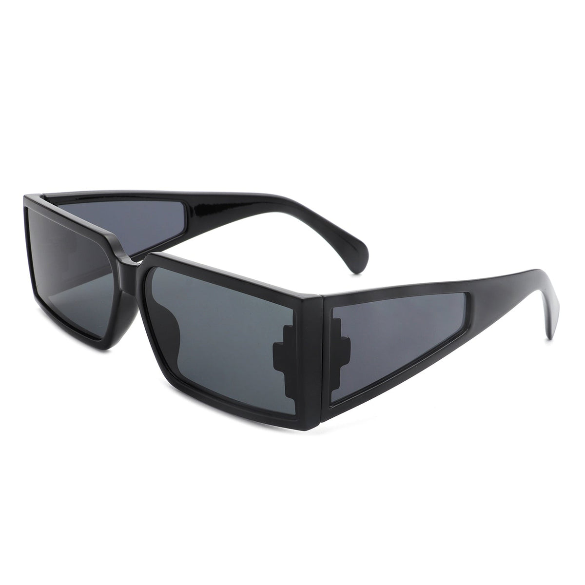 Daylumin - Retro Rectangle Chunky Square Wrap Around Sunglasses-3