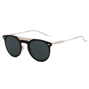 INDIO | Retro Mirrored Brow-Bar Design Circle Round Fashion Sunglasses-0