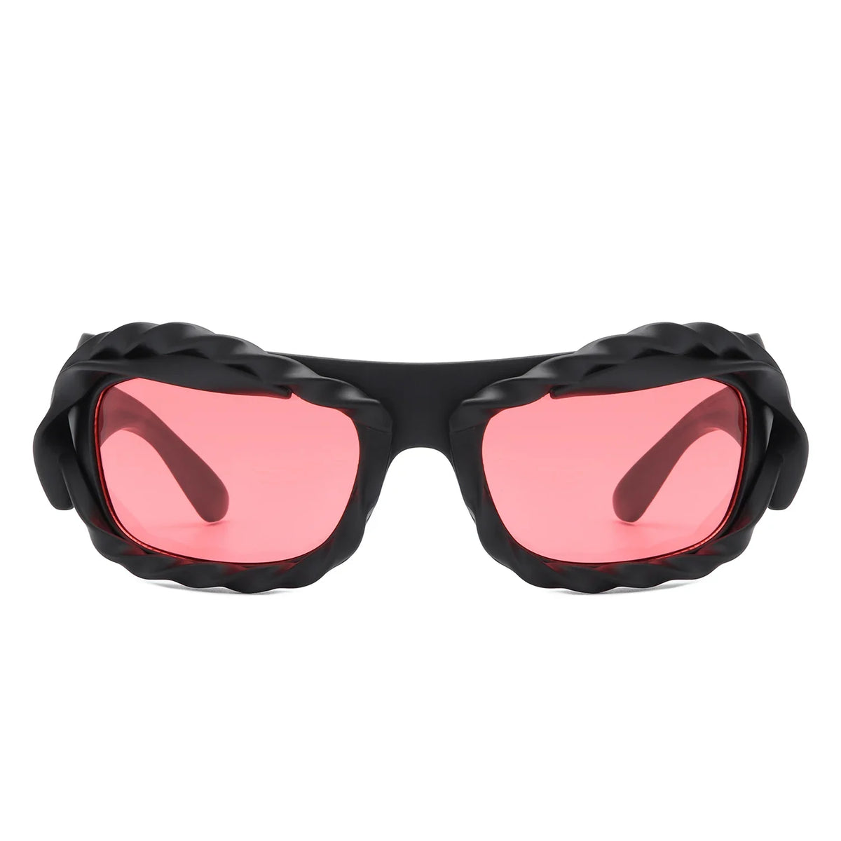 Riff - Rectangle Irregular Twisted Thick Frame Futuristic Sunglasses-3