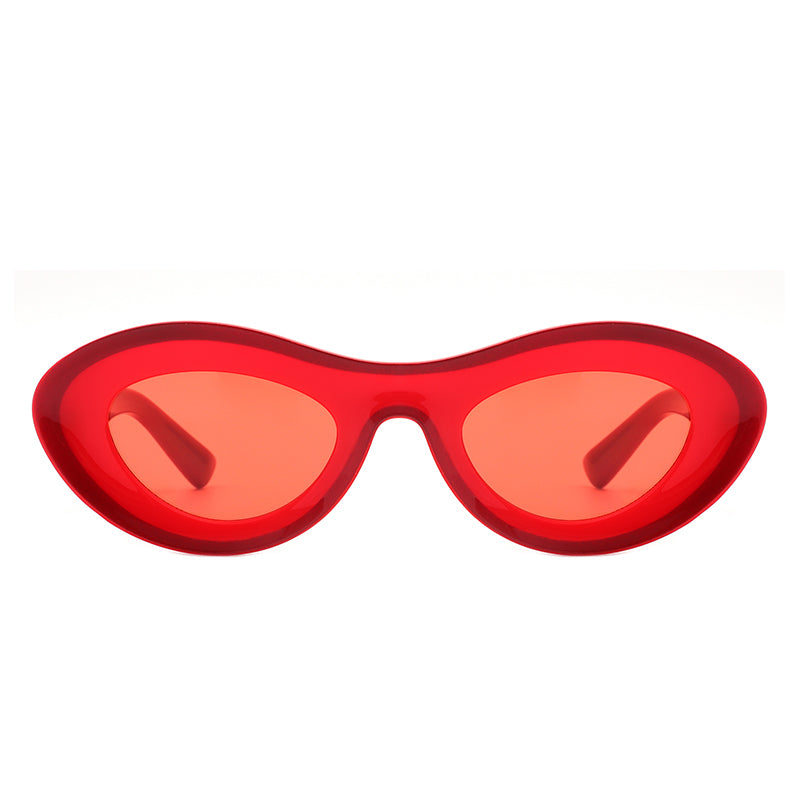 Alba - Oval Retro Round Tinted Fashion Sunglasses-2