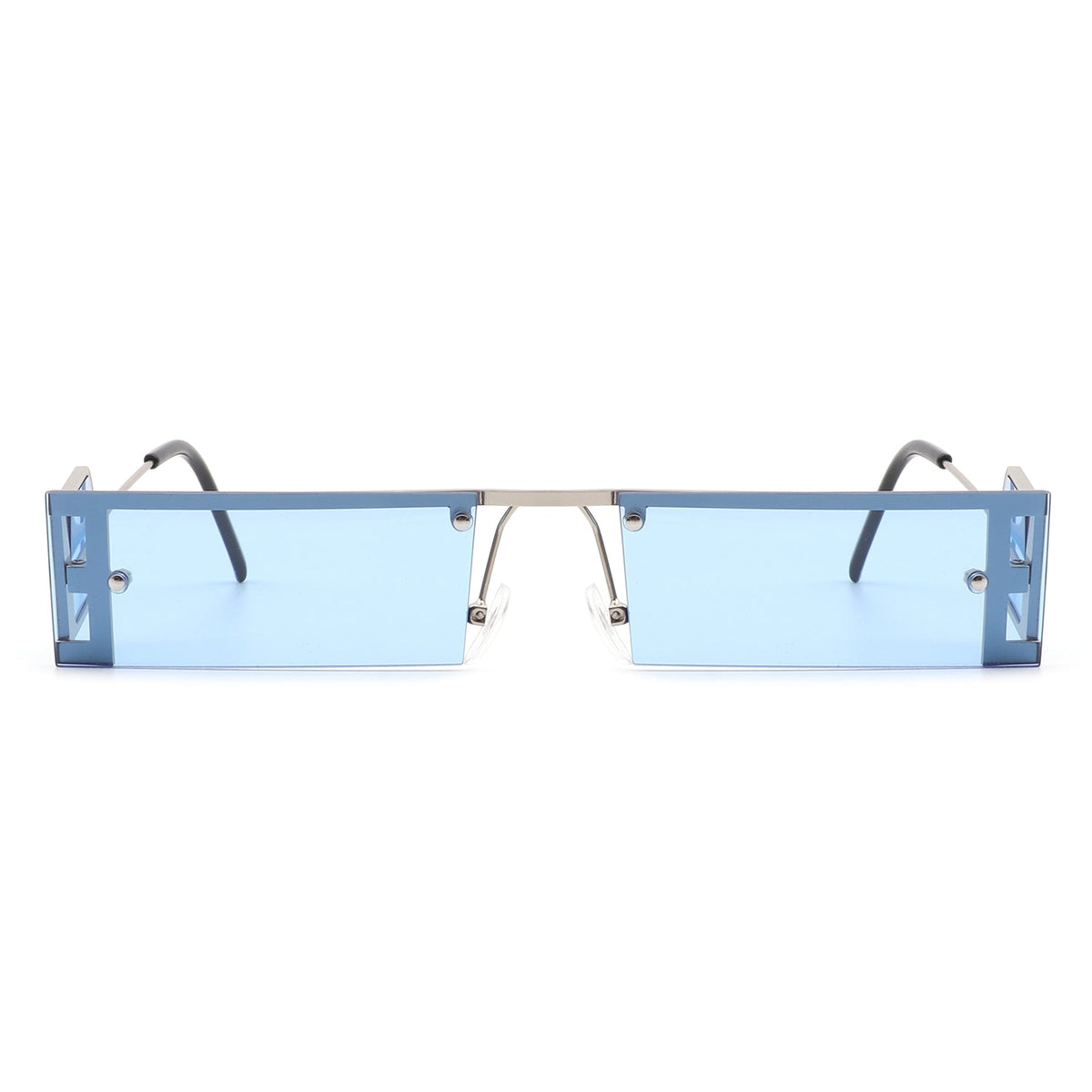 Loro - Rectangle Retro Narrow Slim Flat Top Tinted Sunglasses-3