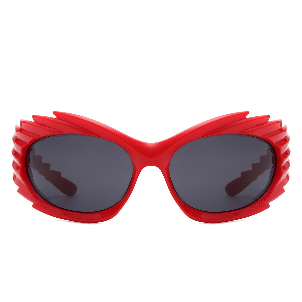 Nightgle - Rectangle Wrap Around Oval Spike Sport Sunglasses-3