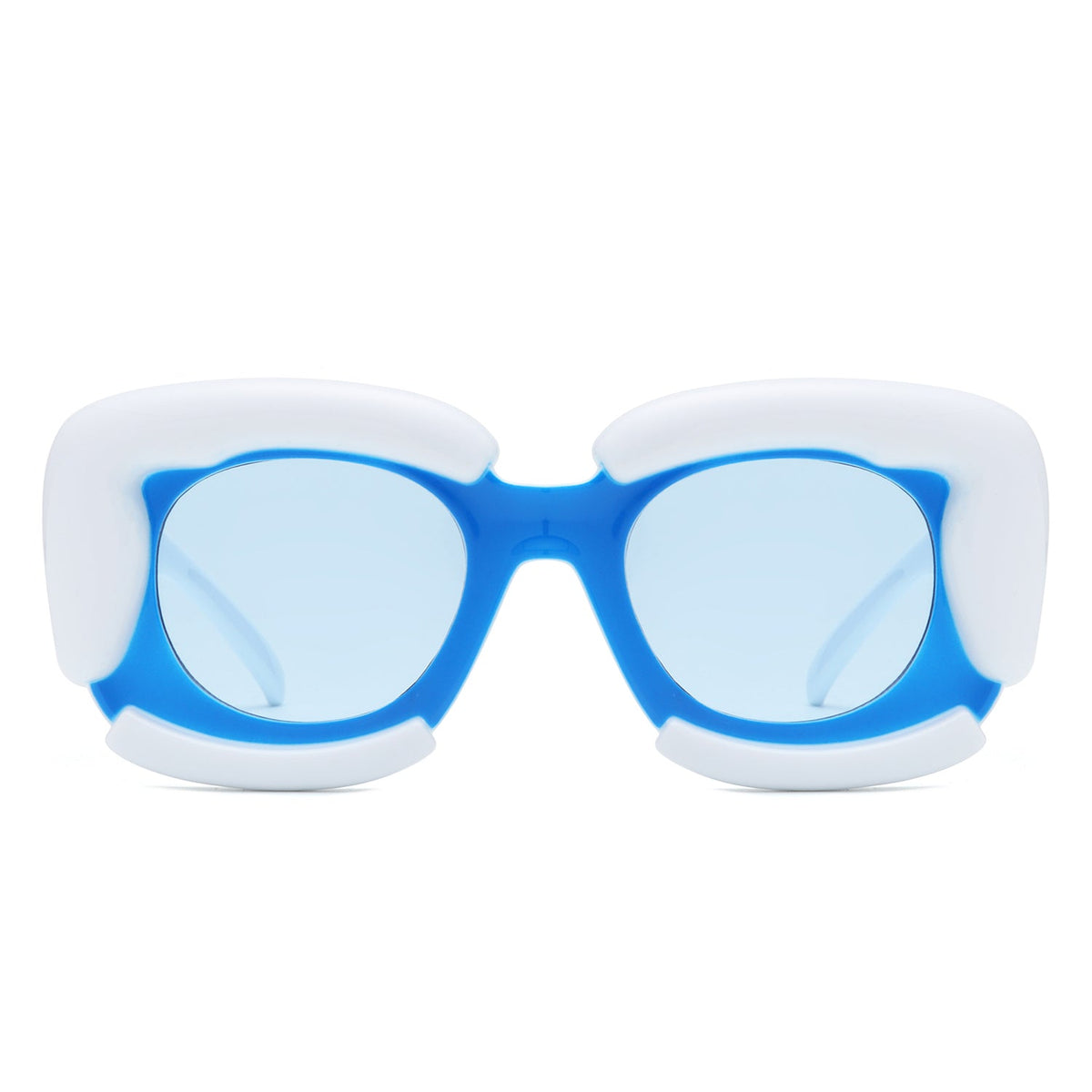 Twirl - Square Geometric Irregular Chunky Fashion Futuristic Sunglasses-3