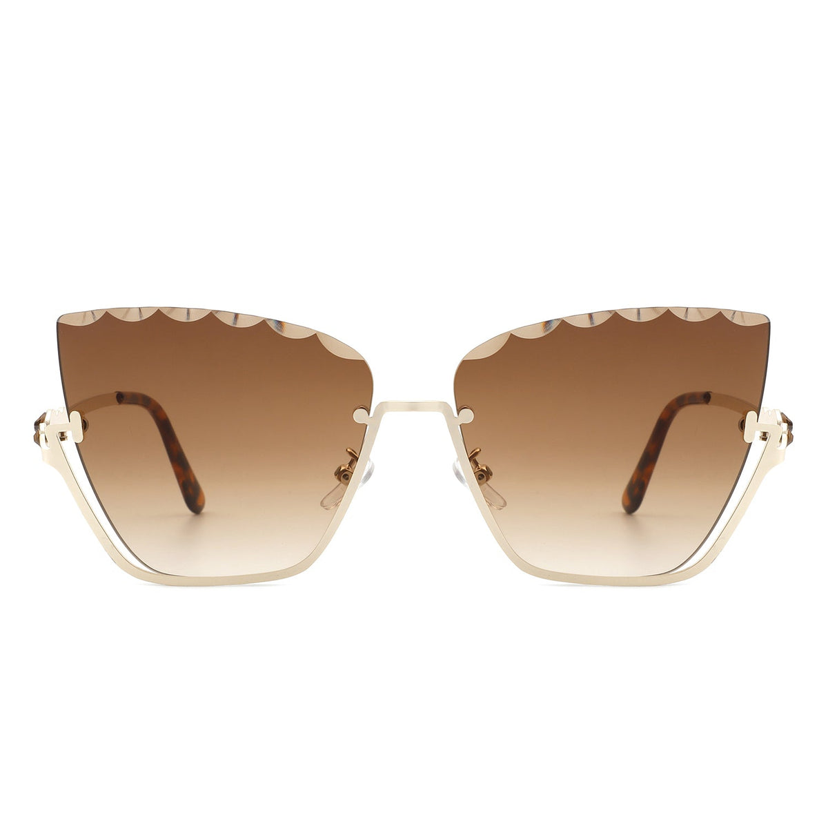 Starfire - Half Frame Square Irregular Tinted Fashion Cat Eye Sunglasses-4