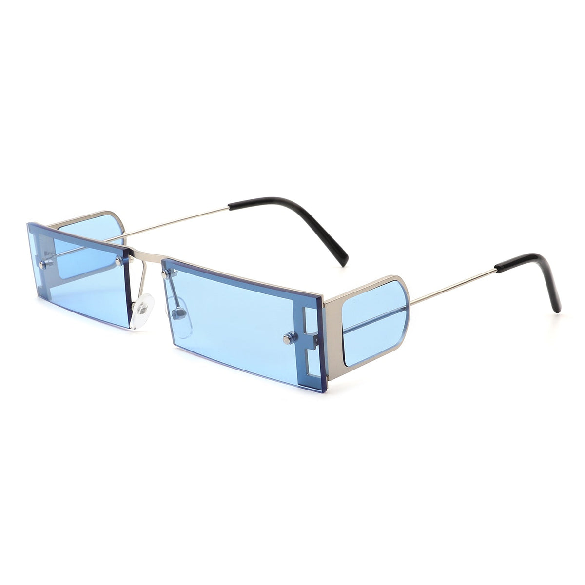 Loro - Rectangle Retro Narrow Slim Flat Top Tinted Sunglasses-2