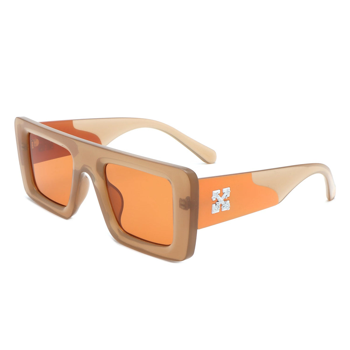 Lumos - Square Retro Two-Tone Thick Frame Flat-Top Sunglasses-0