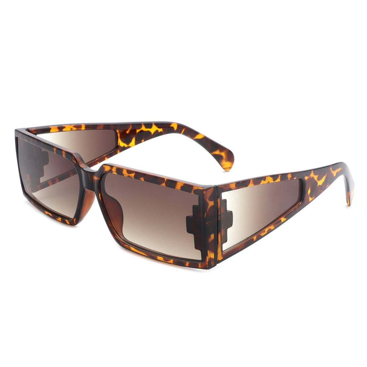 Daylumin - Retro Rectangle Chunky Square Wrap Around Sunglasses-0