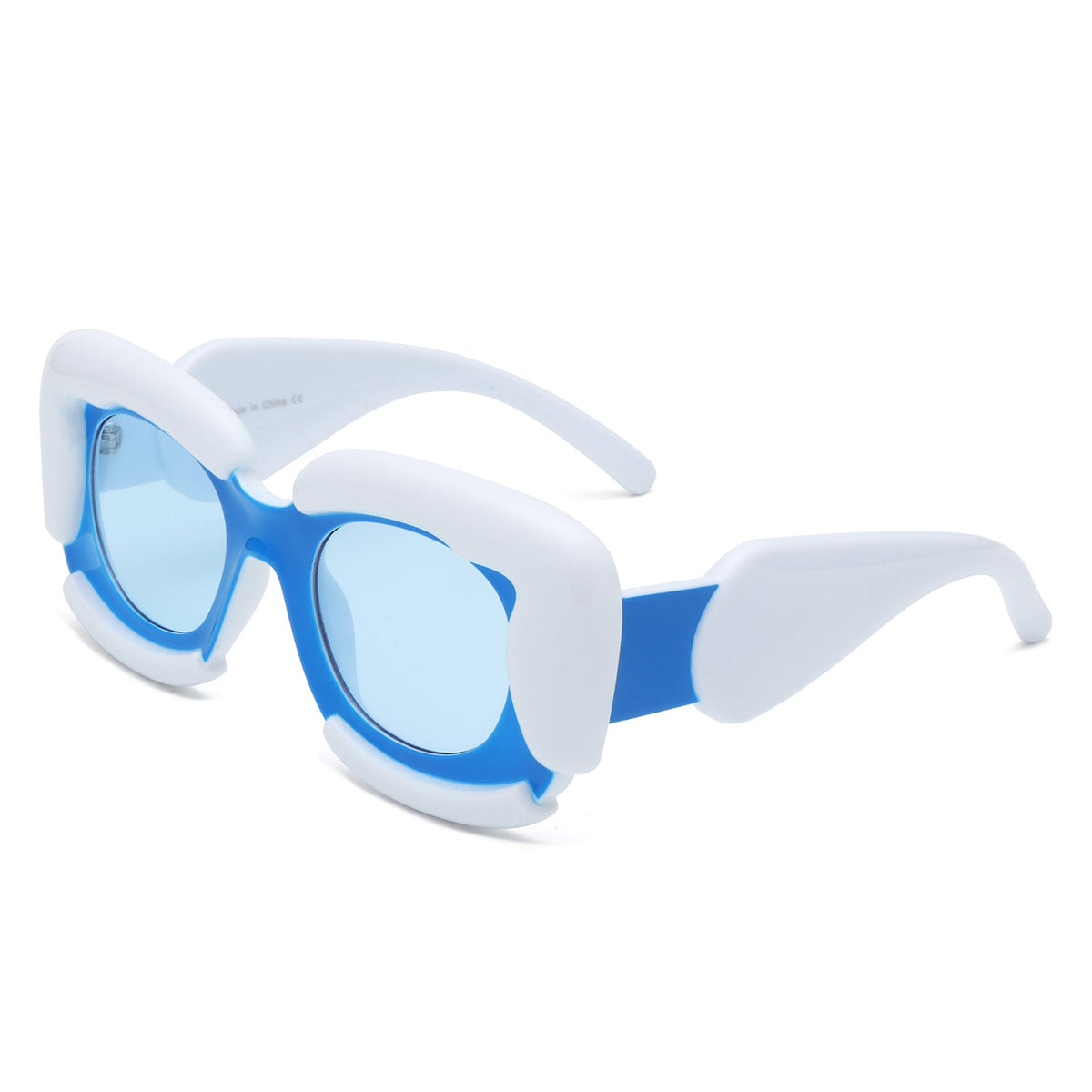 Twirl - Square Geometric Irregular Chunky Fashion Futuristic Sunglasses-4