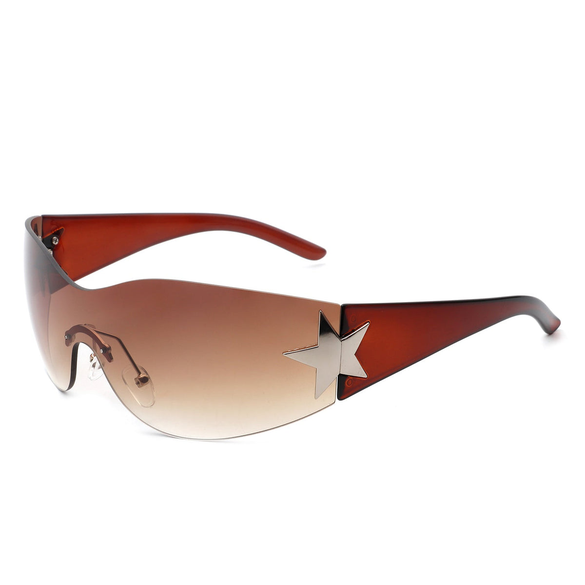 Myrith - Women Rectangle Rimless Wraparound Fashion Oversize Sunglasses-4